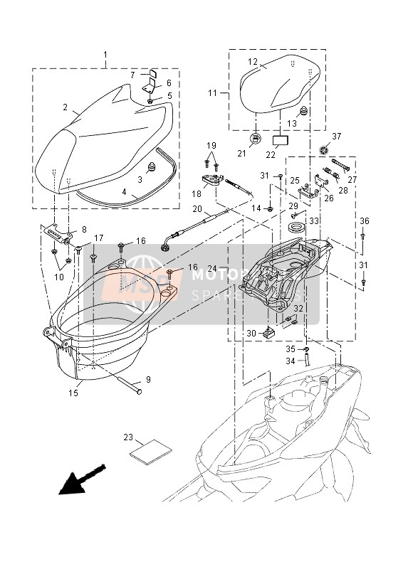 1PHF474F0000, Stutze, Vorne 1, Yamaha, 4